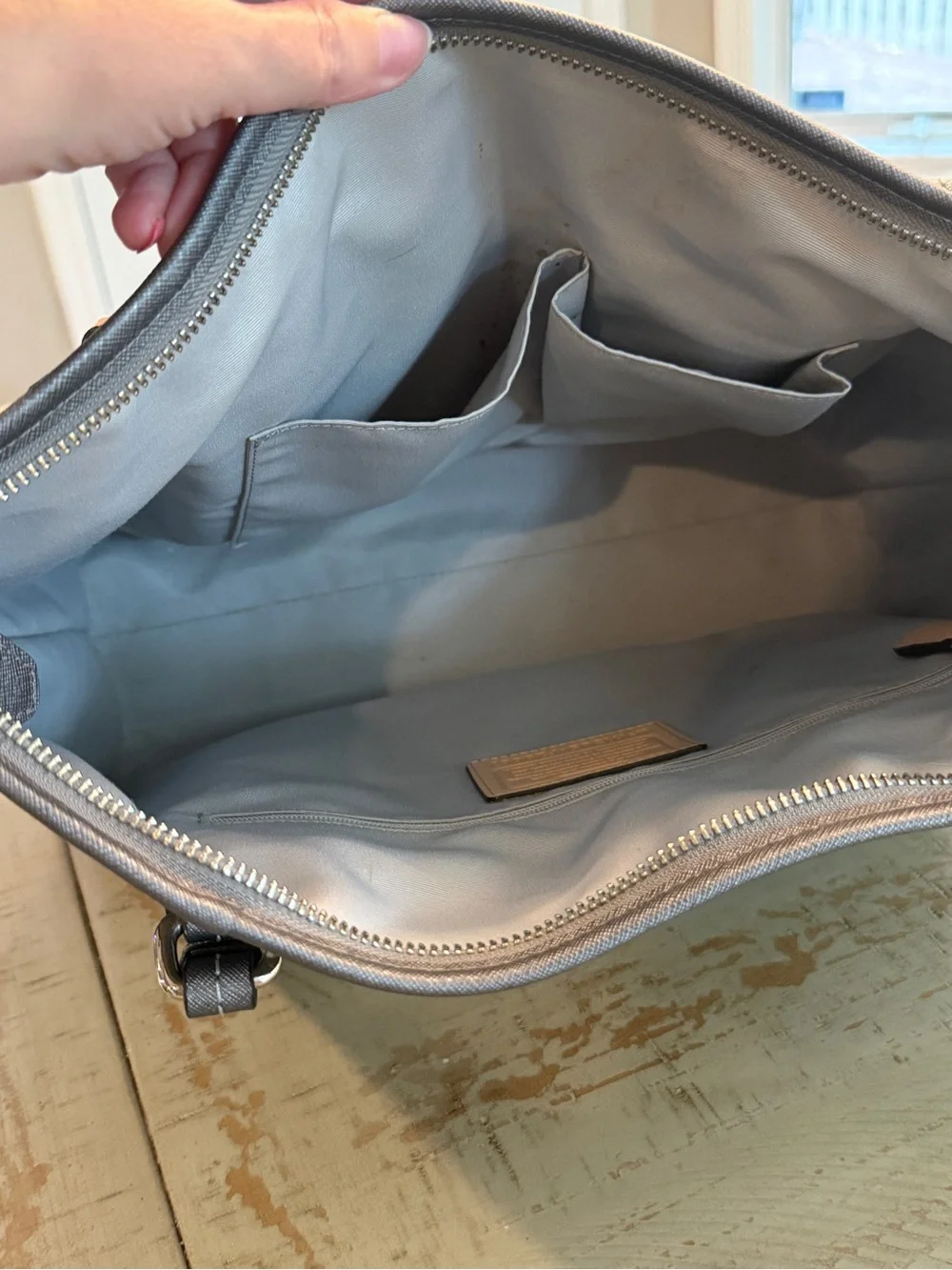 Coach Gray Tote with Leather Hang Tag